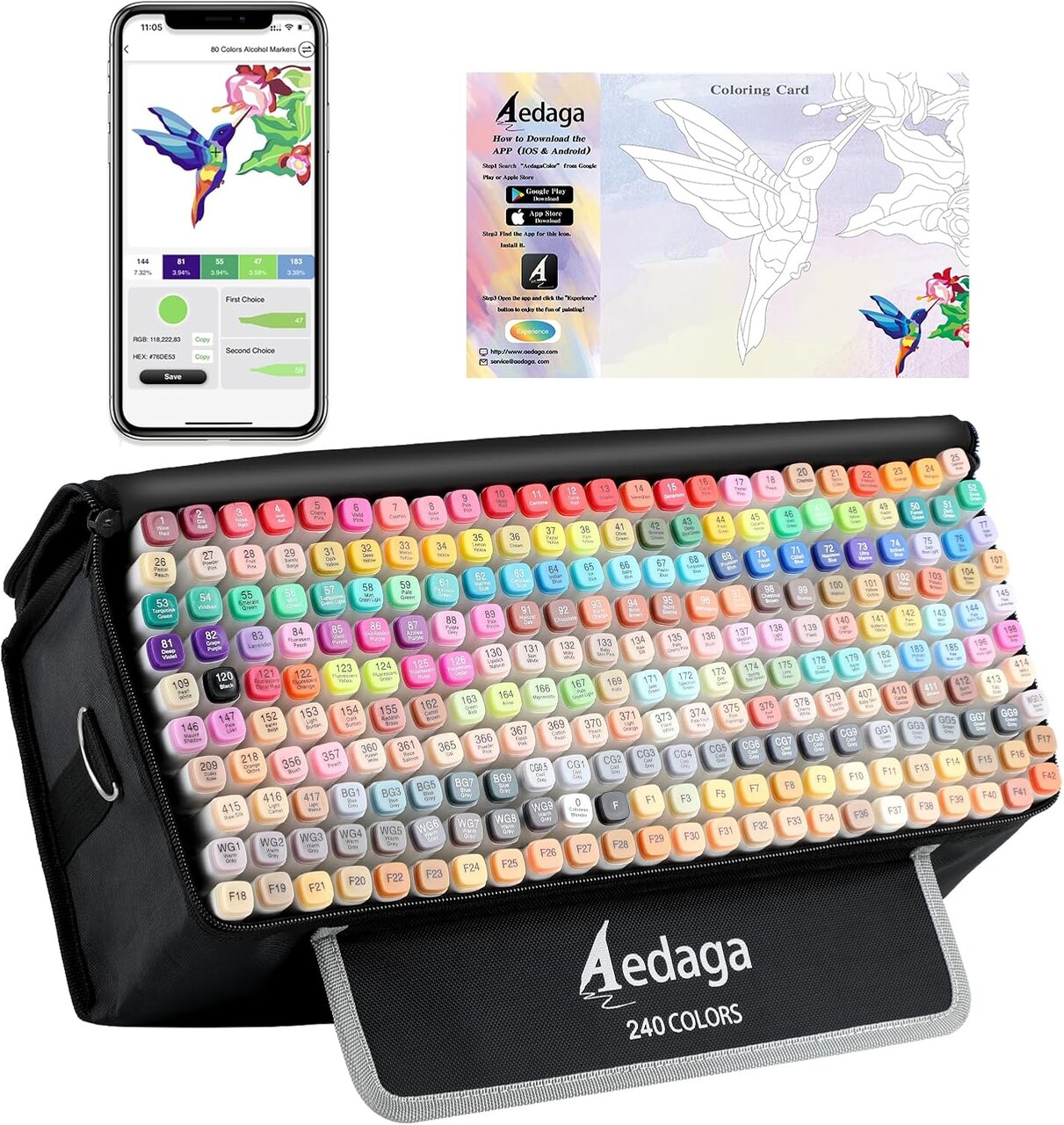 240 Colors Alcohol Markers for Artists, Free APP for Coloring, Dual Tips Alcohol-Based Markers for Drawing,Painting and Sketching, Great Gift Idea for Kids and Adults